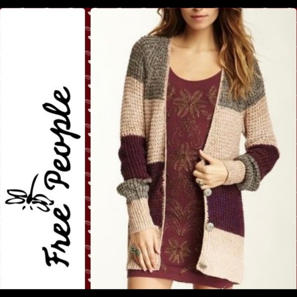 Free People Lake Tahoe Color Block Cardigan